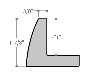This L-shaped modern canvas floater frame, features a black smooth curved wall. 

*Note: These solid wood, custom canvas floaters are for stretched canvas prints and paintings, and raised wood panels.