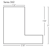 This large, L-shaped canvas floater frame features Black w/Brown Lines, and a 1-1/8 " flat face.

*Note: These solid wood, custom canvas floaters are for stretched canvas prints and paintings, and raised wood panels.