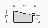 This unique frame with a raw wood face features long edge grain texture and a deep brown wash.  The frame forms a shallow V, with the matte black inner lip sloping out and then rising again (see illustration). The outer drop edge is also matte black.

2 " width: ideal for medium size artwork.  The modern style of this frame makes it a great match to more contemporary paintings and photography.