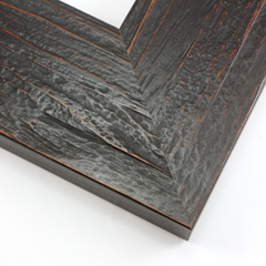 This large frame is covered with a deep espresso wash that highlights the natural wood grain.  An antique look is created with a faint brown patina.

3.125 " width: ideal for large and oversize images. Border a rustic nature photograph, or autumnal painting or print with this simple, bucolic frame.