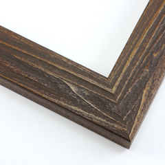 This simple frame is covered with a deep walnut wash that highlights the natural wood grain for a rustic appearance.

1.5 " width: ideal for small to medium images. Border a rustic nature photograph, or autumnal painting or print with this simple, bucolic frame.