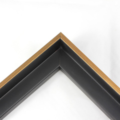 This small, L-shaped floating canvas frame in matte black features a brushed gold face.

1.5 " depth from wall, and .5 " width: ideal for medium and large canvases on thin (3/4 " deep) stretcher bars.  Pair this frame with a painting or Giclée print for an authentic fine art display. 

*Note: These solid wood, custom canvas floaters are for stretched canvas prints and paintings, and raised wood panels.