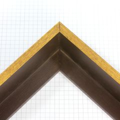 This 2-1/8 " deep L-shaped floating contemporary canvas frame in open grain espresso features a thin brushed gold face.

*Note: These solid wood, custom canvas floaters are for stretched canvas prints and paintings, and raised wood panels.