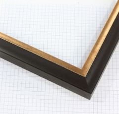 This 1-1/4 " frame features a black finish with a gold accent lip. This frame is the perfect mix of modern and timeless to add elegance to any artwork.