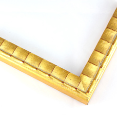 This patterned gold foiled Bamboo frame, features a simple pattern, brushed to showcase peaks of burgundy giving an antique look. The edge is patterned and elevated, which adds depth to the surface of the frame.

1 " width: ideal for smaller images. Select an oil or watercolor painting, print, or white-dominant gray-scale photograph.