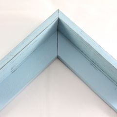 This deep L-shaped canvas floater, features distressed wood, lightly coated in sky Blue paint, revealing light peeks of black, perfect for a rustic style.

Ideal for mounting 1.5 " deep (thick) gallery wrapped canvas portraits, paintings or Giclée prints.

*Note: These canvas floaters are for stretched canvas prints and paintings, and raised wood panels.
