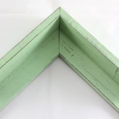 This deep L-shaped canvas floater, features distressed wood, lightly coated in mint paint, revealing light peeks of black, perfect for a rustic style.

Ideal for mounting 1.5 " deep (thick) gallery wrapped canvas portraits, paintings or Giclée prints.

*Note: These canvas floaters are for stretched canvas prints and paintings, and raised wood panels.