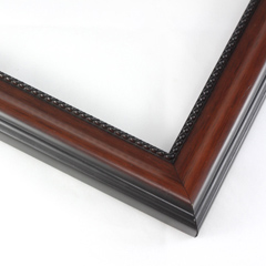 This slender frame features a scoop profile, bevelled outer edge and beading on the inner lip.  The walnut wash on the face fades to black on both ends.  

1.5 " width: ideal for small or medium size artworks. The unique mix of rustic and contemporary makes this frame a versatile choice.  Pair with a favourite photograph, painting or giclee print.