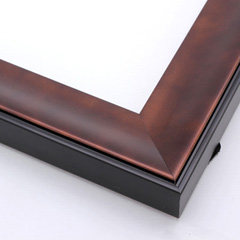 This solid wood frame features a shallow scoop profile and matte black edge.  The smoky sheen of the bronze-gold foil embraces light, drawing it toward the artwork.

2 " width: ideal for medium- or large-size images.  This heavy frame is the perfect border for a bold watercolour or oil painting, or print.