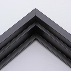 This stair step floating canvas frame has a matte black finish. The canvas will hover neatly, resting on the lowest, flat edge.  

Give an authentic, fine art display to your favourite canvas Giclée print or acrylic painting. This canvas floater is ideal for medium to extra large canvases on thick (1.5 " deep) stretcher bars.

*Note: These solid wood, custom canvas floaters are for stretched canvas prints and paintings, and raised wood panels. Wood type: Jelutong
