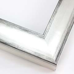 This glossy silver frame has a subtle scoop face with black distressed scratching on the outer edges. The drop edge is the same gold-foil as the face.

1-1/2 " width: ideal for small, medium, or large-size artwork. Oil or acrylic paintings, or simple portrait photographs will get a high-fashion pop from this frame.