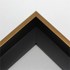 This extra tall, L-shaped floating contemporary canvas floater frame in bronze gold features a thin flat face.

*Note: These solid wood, custom canvas floaters are for stretched canvas prints and paintings, and raised wood panels.