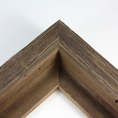 This aged medium/large barn-wood style, L-shaped canvas floater frame features a mixture of dark brown tones of shades, and a 1-1/4 " flat face.

*Note: These solid wood, custom canvas floaters are for stretched canvas prints and paintings, and raised wood panels.