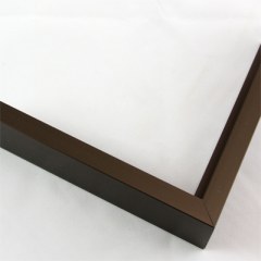 Tall, yet slim 7/16 " metal frame with a hooked profile. This moulding is dark, espresso brown with a slight brushed texture. It reflects diluted light.

Nielsen n117-19 Profile