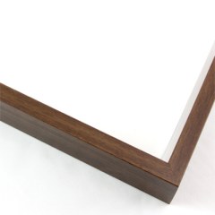 Tall, yet slim 7/16 " metal frame with a hooked profile. This moulding is dark chocolate brown with a black grain pattern across. It has a smooth texture with slightly indented grain markings.

Nielsen n117-282 Profile