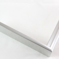 Slim 5/16 " metal frame. This frame comes in metallic aluminum silver. The face has a smooth, mirror texture and reflects sharp light. The profile features a horizontal brushed texture.

Nielsen n22-01 Profile