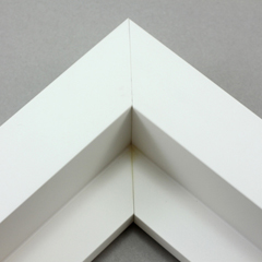 This large profile, L-shape floating canvas frame features a wide, 1.5 " face in a classic matte white finish.

Display your favourite gallery wrapped canvas Giclée print or painting with authentic, fine art style. This floating canvas frame is ideal for large and extra large images on thick (1.5 " deep) stretcher bars.

*Note: These solid wood, custom canvas floaters are for stretched canvas prints and paintings, and raised wood panels.