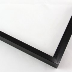 Sleek 3/8 metal frame. This frame comes in solid mars black with a mirrored finish. It is highly reflective of light and creates a blurred mirror reflection. The face is smooth and the profile has a brushed metal texture.

Nielsen oem2b Profile