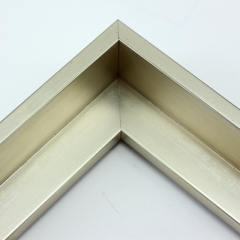 This simple, L-shape canvas floater frame features a .375 " face and deep, 1.625 " rabbet, finished with silver foil. The iridescent color varies slightly in different light, running from warm, muted gold to cool, opaque silver.

Display your favourite gallery wrapped Giclée print or painting with authentic, fine art style. These floater picture frames are ideal for medium and large canvases mounted on thick (1.5 " deep) stretcher bars.

*Note: These solid wood, custom canvas floaters are for stretched canvas prints and paintings, and raised wood panels.