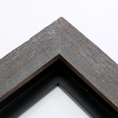 This simple but expressive frame features an organic wood grain face, complete with whorls and shallow ridges. The dark grey-brown finish is antiqued with touches of light grey that highlight the rustic texture.

Ideal for medium and large size artworks. The natural simplicity of this countryside frame is the perfect match for nature or farmland photographs or oil paintings.