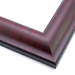 This reverse scoop frame with bevelled inner lip features a walnut wash with faint horizontal stripe. The thin veneer maintains the natural wood grain texture.  Both the outer drop edge and inner lip are matte black.

2.125 " width: ideal for medium or large images. This simple, elegant frame flatters photographs, watercolour or oil paintings, and giclee prints alike.