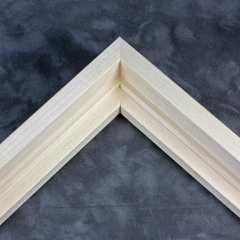 This deep, stair step floating canvas frame in soft, natural wood features a shallow recessed stair below the outer face. The canvas will hover neatly, resting on the lowest, flat edge.  

Give an authentic, fine art display to your favourite canvas Giclée print or acrylic painting. This canvas floating frame is ideal for medium, large or extra large canvases on thick (1.5 " deep) stretcher bars.

*Note: These solid wood, custom canvas floaters are for stretched canvas prints and paintings, and raised wood panels.