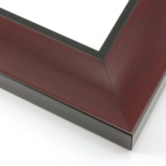 This simple, bold frame features scoop profile with a mahogany-wash that highlights the natural wood grain. The inner lip is stepped down and painted a matte black.

2.75 " width: ideal for large and extra large artworks. Due to it