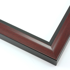 This simple, bold frame features scoop profile with a mahogany-wash that highlights the natural wood grain. The inner lip is stepped down and painted a matte black.

1.25 " width: ideal for small or medium size artworks. Due to it