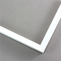 This 1/2 " frame features a scooped profile from a flat outer edge.  A matte white finish result is a classic yet modern border that can be matched with almost any artwork and decorating style.

1/2 " width: ideal for small artwork. This modern frame is suitable for a wide variety of art mediums, from photographs to paintings and giclee prints.