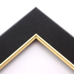 Linen liners are a great option for providing space between art and frame.  Where glass is generally required to protect paper artwork and its mat, a linen liner does not require glass, making it perfect for paintings and Giclée prints.

This 2 " black liner has an authentic linen texture and a bevelled gold lip.  It is ideal for small, medium or large canvas prints, watercolours or oil paintings.