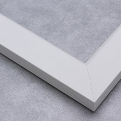 This simple frame features a smooth face and 45 degree slanted lip in stark, modern white.

1.75 " width: ideal for medium size images. Pair this frame with a bold oil painting or subtle watercolour, or border a black and white photograph for a contemporary look.