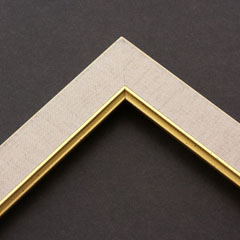 Linen liners are a great option for providing blank space between art and frame.  Where glass is generally required to protect paper artworks and their mat, a linen liner does not require glass, making it ideal for canvas paintings and Giclée prints.

This 1.25 " natural liner has an authentic linen texture and colour and a bevelled gold lip.  It is best suited to small and medium size canvases.