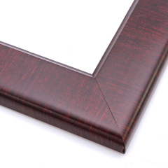 This simple, glossy frame features a curved outer edge and 45 degree inner lip.  The cool, mahogany wash highlights the natural, horizontal wood grain, except on the solid colour lip.

2.25 " width: ideal for medium and large artworks.  The smooth face makes this frame ideal for a wide variety of photography, paintings and Giclée prints.