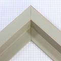 This large, L-shaped canvas floater frame features Grey w/Beige Lines, and a 1-1/8 " flat face.

*Note: These solid wood, custom canvas floaters are for stretched canvas prints and paintings, and raised wood panels.