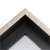 This large profile, L-shape canvas floater frame features a .75 " face and deep, 1.75 " rabbet.  The brushed silver face reveals an undercoat of dark red and solid, silver horizontal lines at 3.5 " intervals.  The outer drop edge in a brushed matte black.

Display your favourite gallery wrapped Giclée print or painting with authentic, fine art style. Ideal floater framing for large, 1.5 " deep canvases.

*Note: These canvas floaters are for stretched canvas prints and paintings, and raised wood panels.