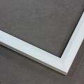 This 1" white liner has an authentic, soft linen texture and flat face with a sloped inner lip.
Linen liners are a great option for providing white space between art and frame. Where glass is generally required to protect paper artworks and their mat, a linen liner does not require glass, making it ideal for paintings and Giclée prints.