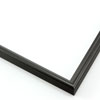 This simple metal picture frame has a smooth, frosted black finish and curved profile. The outer drop edge has a tiny vertical ridge texture. 

.375 " width: ideal for small or medium artworks.  Easily frame photographs, paintings or drawings on paper, or even Giclée canvas prints.