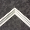 This equal stair step wood floater frame has a matte white finish. The canvas will hover neatly within the simple, modern border. 

Give an authentic, fine art display to your favourite gallery wrap canvas Giclée print or oil painting. This size is ideal for .75 to 1 " deep (thin) stretched canvases.

*Note: These solid wood, custom canvas floaters are for stretched canvas prints and paintings, and raised wood panels.