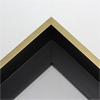 This extra tall, L-shaped floating contemporary canvas floater frame in satin gold features a thin flat face.

*Note: These solid wood, custom canvas floaters are for stretched canvas prints and paintings, and raised wood panels.