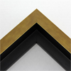 This large, L-shaped floating contemporary canvas frame in warm gold features a wide flat face.

*Note: These solid wood, custom canvas floaters are for stretched canvas prints and paintings, and raised wood panels.