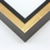 This large profile floater frame features a glossy black drop edge and shiny gold face with burgundy antiquing.

1.5 " depth from wall, and .5 " width: ideal for medium and large canvases on thin (3/4 " deep) stretcher bars.  Pair this frame with a painting or Giclée print for an authentic fine art display.

*Note: These solid wood, custom canvas floaters are for stretched canvas prints and paintings, and raised wood panels.