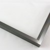 Sleek 3/8 metal frame. This frame comes in a grey-silver mirrored finish. It is highly reflective of light and creates a blurred mirror reflection. The face is smooth and the profile has a brushed metal texture.

Nielsen oem2cg Profile