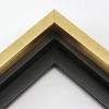 This solid wood canvas floater frame features a glossy brushed gold on the outside edge and topmost face.  The inside step and base are a matte black. 

Display your favourite gallery wrapped Giclée print or painting with authentic, fine art style. This floater frame is ideal for medium to extra large canvases mounted on thick (1.5 " deep) stretcher bars.

*Note: These solid wood, custom canvas floaters are for stretched canvas prints and paintings, and raised wood panels.