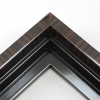 This solid wood canvas floater frame features a high shine, deep walnut finish with striped wood grain detailing on the outside edge and topmost face.  The inside step and base are a glossy black. 

Display your favourite gallery wrapped Giclée print or painting with authentic, fine art style. This floater frame is ideal for small to extra large canvases mounted on thick (1.5 " deep) stretcher bars.

*Note: These solid wood, custom canvas floaters are for stretched canvas prints and paintings, and raised wood panels.